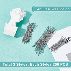 600Pcs 3 Styles 304 Stainless Steel Ball Head Pins&nbsp;STAS-DC0009-11