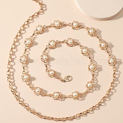 Alloy & Plastic Imitation Pearl Flower Link Chain Waist Belly Chains for Women&nbsp;FS-WG336A0-01