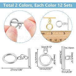 24Pcs 2 Colors 304 Stainless Steel Ring Toggle Clasps&nbsp;FIND-UN00006