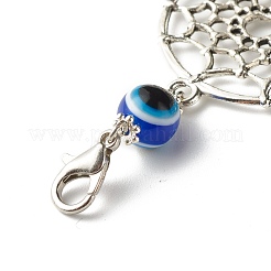 Tibetan Style Alloy Flat Round Net/Web & Feather Pendants&nbsp;HJEW-JM00543-01