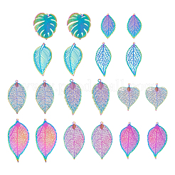 40Pcs 10 Styles Ion Plating(IP) 201 Stainless Steel Filigree Pendants&nbsp;STAS-BY0001-06