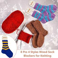 8Pcs 4 Styles Wood Sock Blockers for Knitting&nbsp;TOOL-NB0002-11