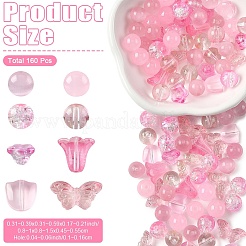 160Pcs 8 Styles Spray Painted Transparent Glass Beads&nbsp;GLAA-YW0005-91