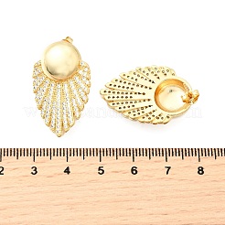 Brass Clear Cubic Zirconia Flat Round Stud Earrings&nbsp;EJEW-C147-03G