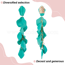 4 Pairs 4 Colors Acrylic Petal Dangle Stud Earrings&nbsp;EJEW-AN0003-78