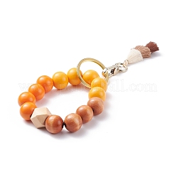 Round & Polygon Natural Wood Beads Stretch Bracelets Keychains&nbsp;KEYC-JKC00319