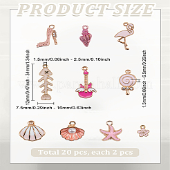 20Pcs 10 Styles Alloy Enamel Pendants&nbsp;ENAM-LP0001-29