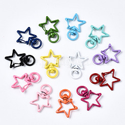 Spray Painted Eco-Friendly Alloy Swivel Snap Hooks Clasps&nbsp;X-PALLOY-T080-14-NR