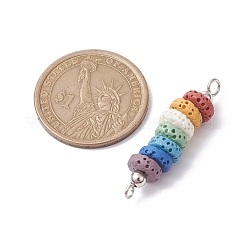 Natural Lava Rock Dyed Beaded Connector Charms&nbsp;PALLOY-JF02537-02