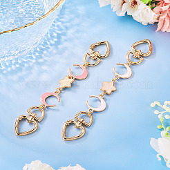 2Pcs 2 Colors Alloy White and Red Enamel Moon Star Bag Extender Chains&nbsp;HJEW-TAC0137