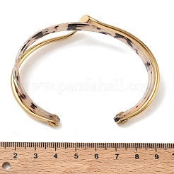 Cellulose Acetate(Resin) & 304 Stainless Steel Double Layer Wavy Open Cuff Bangles for Women&nbsp;SA-CBA7107-03G