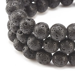3Pcs 3 Style Natural Lava Rock & Tibetan Agate Stretch Bracelet with Alloy Tube Beaded&nbsp;BJEW-JB08322