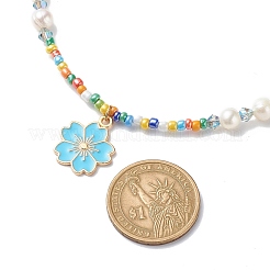 Alloy Enamel Sakura Pendant Necklace&nbsp;NJEW-JN04052