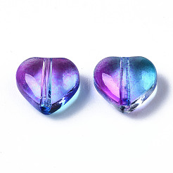 Two Tone Transparent Spray Painted Glass Beads&nbsp;X-GGLA-S054-012D-02