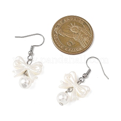 Bowknot ABS Plastic Imitation Pearl Dangle Earrings&nbsp;EJEW-JE06774