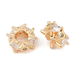 Brass Micro Pave Cubic Zirconia European Beads&nbsp;KK-K407-41G