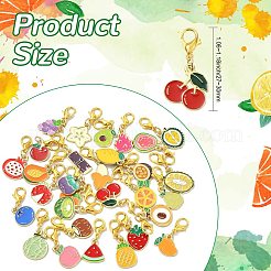 30Pcs 30 Styles Alloy Enamel Fruit Pendant Decorations&nbsp;HJEW-CJ00095