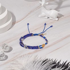 Lampwork Evil Eye & Glass Braided Bead Bracelet&nbsp;BJEW-TA00183-01