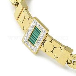 Green Synthetic Turquoise & Cubic Zirconia Rectangle Link Bracelet&nbsp;BJEW-Q775-05G