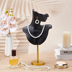 Resin Side Body Model Bust Shaped Jewelry Earrings Display Stands with Metal Base&nbsp;AJEW-WH0695-229A