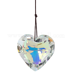 2Pcs Glass Heart Pendant Decorations&nbsp;HJEW-SP0001-22B