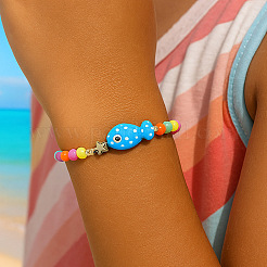 Ocean Style Fish Porcelain Bead Braided Bracelets&nbsp;LS-YA5775