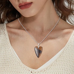 Heart Natural & Synthetic Gemstone Pendant Necklace&nbsp;NJEW-TA00066