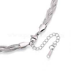 6.5MM 304 Stainless Steel Braided Herringbone Chain Necklaces&nbsp;NJEW-N058-17P