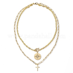 Iron Cable Chain & Paperclip Chain Double Layer Necklaces&nbsp;NJEW-JN04961