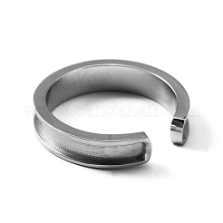 304 Stainless Steel Grooved Cuff Ring Settings&nbsp;RJEW-WH0009-01D