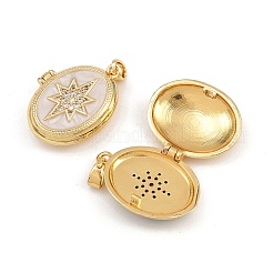 Brass Micro Pave Clear Cubic Zirconia Locket Pendants&nbsp;KK-P335-10G