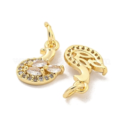 Brass Micro Pave Clear Cubic Zirconia Charms&nbsp;KK-Z044-33G