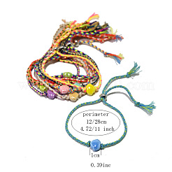 10Pcs 10 Colors Boho Handmade Porcelain Shell Shaped Adjustable Braided Cotton Cord Slider Bracelet Sets for Women&nbsp;WG2C478-01