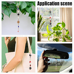 3Pcs Alloy & Acrylic & Glass & Lampwork & Brass Pendant Decoration&nbsp;HJEW-DR00170