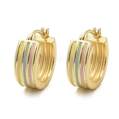 Stripe Brass Enamel Hoop Earrings&nbsp;EJEW-M082-02PG