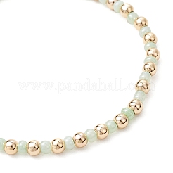 Bohemian Style Glass Seed Beaded and Brass Beaded Stretch Bracelets for Women&nbsp;BJEW-JB11801
