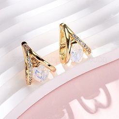 Heart Brass Micro Pave Cubic Zirconia Hoop Earrings&nbsp;EJEW-F384-12G