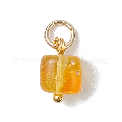 Natural Amber Square Charms&nbsp;PALLOY-JF04834