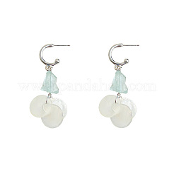 Brass Flat Round Dangle Stud Earrings&nbsp;FS-WG3AFCC-01