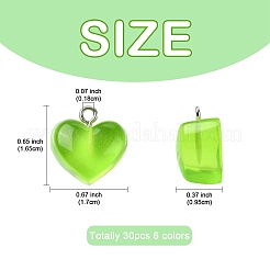 30Pcs 6 Colors Transparent Resin Pendants&nbsp;RESI-YW0001-75