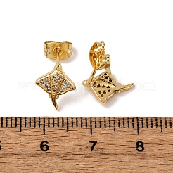 Brass Micro Pave Clear Cubic Zirconia Stud Earrings&nbsp;EJEW-D328-04G-01