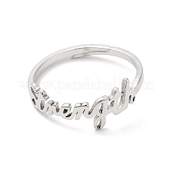 Non-Tarnish 304 Stainless Steel Word Adjustable Ring&nbsp;RJEW-L107-019P