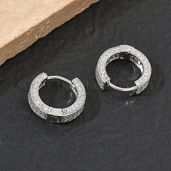 Brass Micro Pave Cubic Zirconia Hoop Earrings for Women&nbsp;EJEW-A167-19P-02