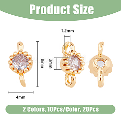 20Pcs 2 Colors Brass Pave Glass Connector Charms&nbsp;KK-FI0001-06