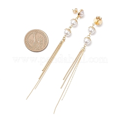 Shell Pearl Bead Tassel Stud Earrings&nbsp;EJEW-JE06653