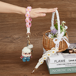 2Pcs 2 Colors Cotton Handmade Braided Wrist Lanyard Pendant Decorations&nbsp;KEYC-HY0001-20