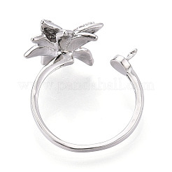 Flower Brass Micro Pave Clear Cubic Zirconia Cuff Ring Settings&nbsp;KK-T076-68P