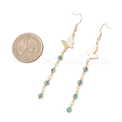 Handmade Evil Eye Lampwork & Brass Findings Dangle Earring & Y Necklaces Sets&nbsp;SJEW-JS01350-02