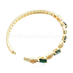 Cubic Zirconia Rectangle & Evil Eye Hinged Bangle&nbsp;BJEW-N012-047
