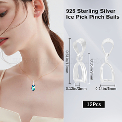 12Pcs 925 Sterling Silver Ice Pick Pinch Bails&nbsp;STER-CN0001-38